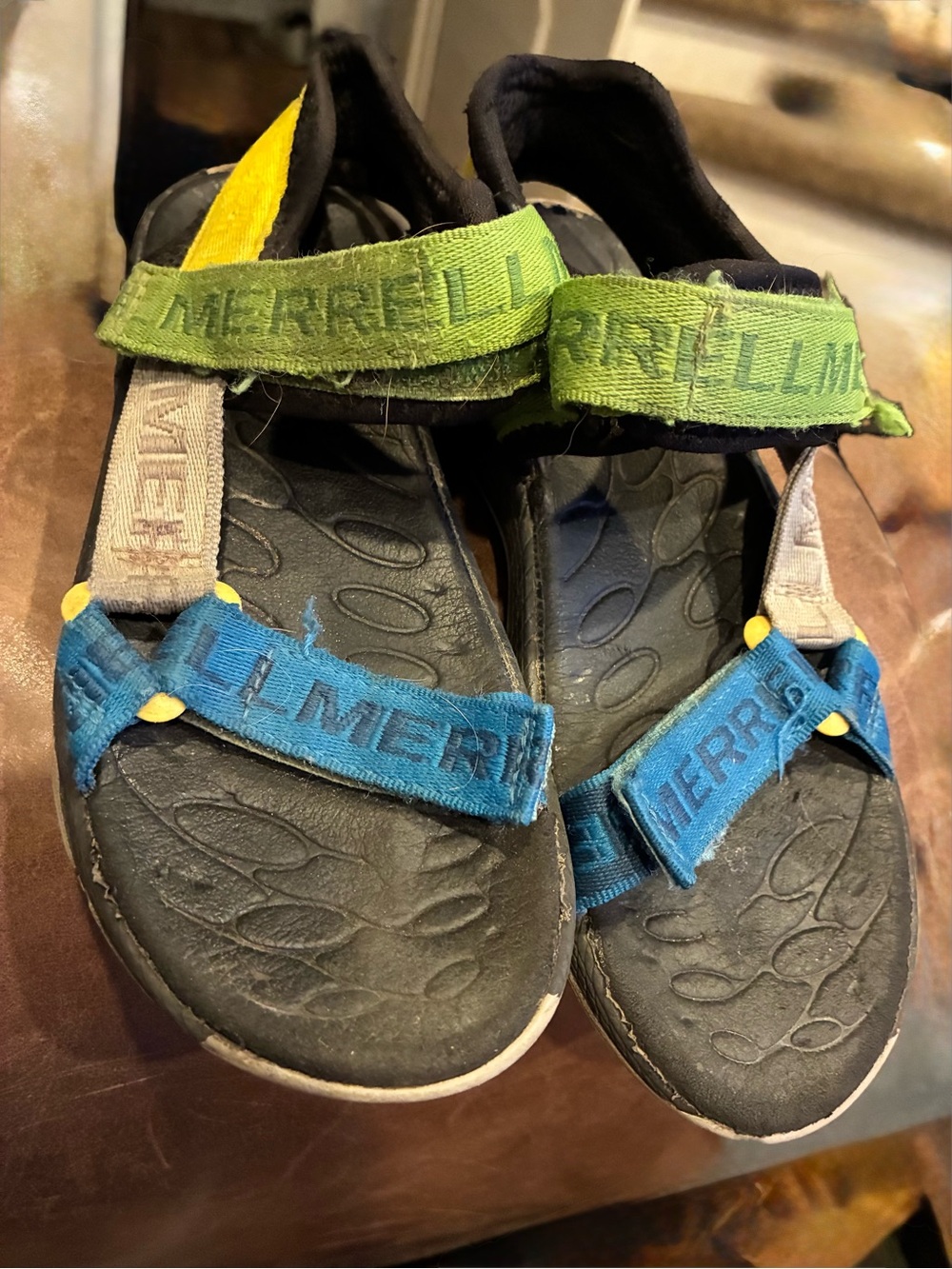 Merrell Kids Blue & Green Hook-and-Loop Outdoor Sandals
